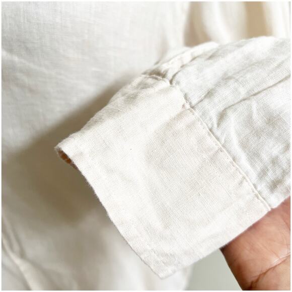 Club Room Luxury 100% Linen Button Down Long Sleeve Light Beige Coastal Boho - Picture 9 of 11